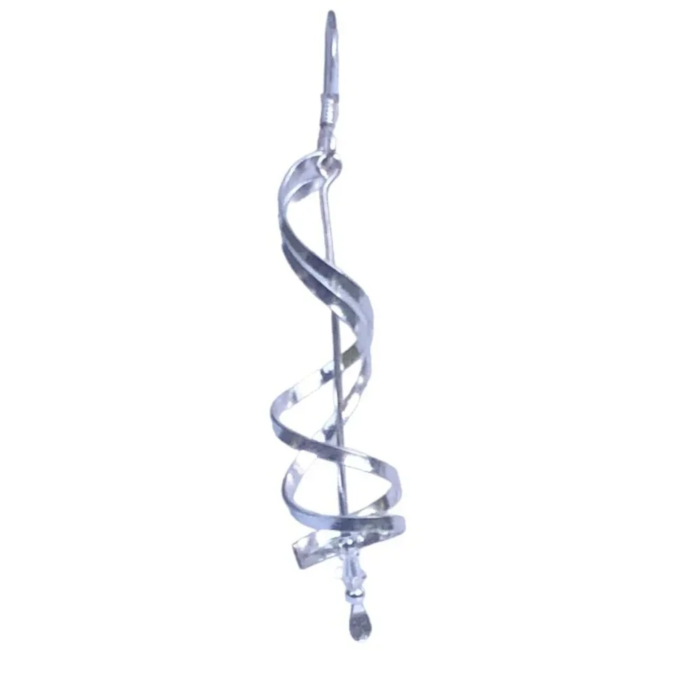 Delicate Michael Anthony Helix Drop Earrings in Sterling Silver and Crystal - Picture 2 of 3